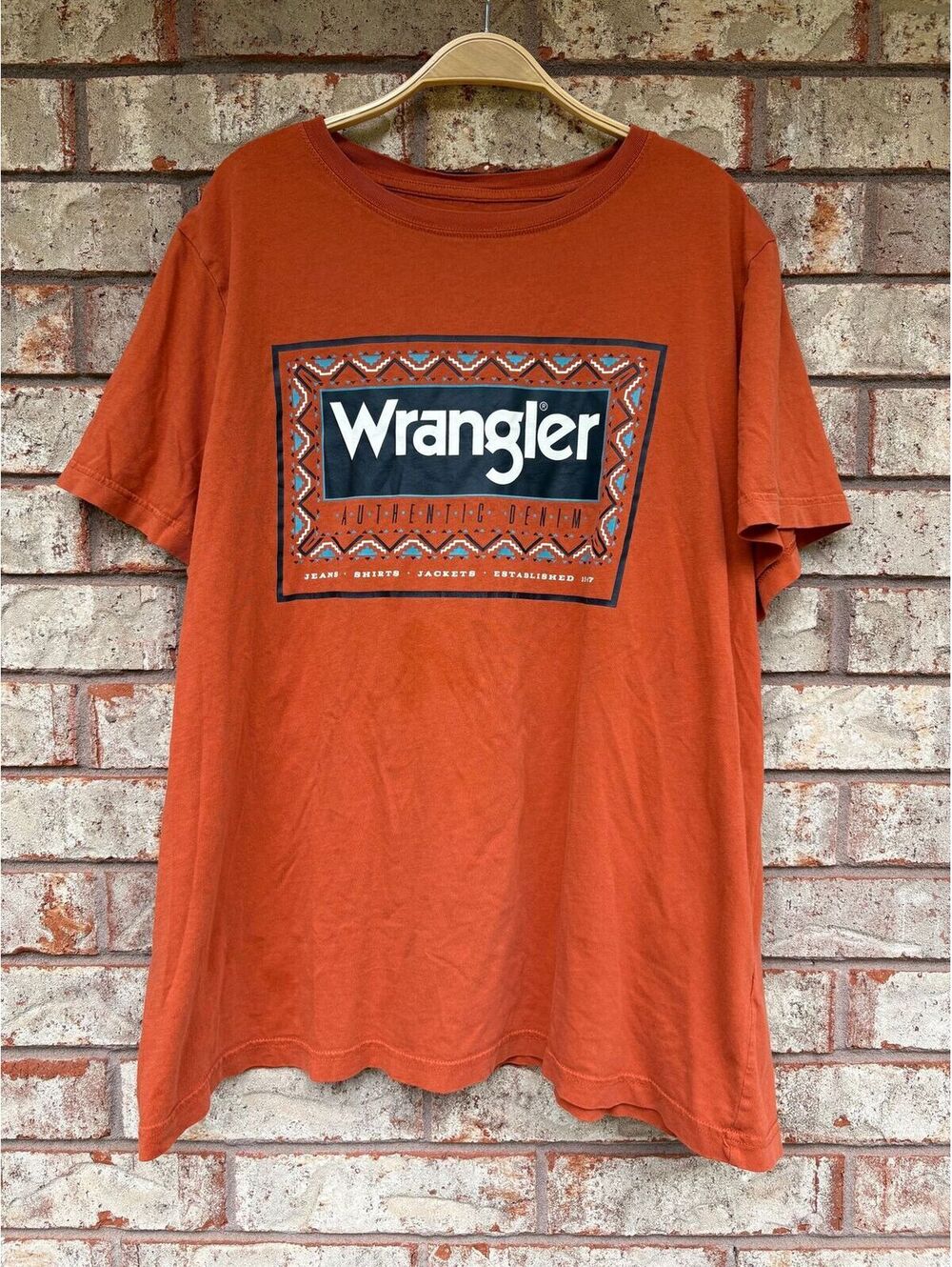 Wrangler Orange Western Graphic Tee Size XXL